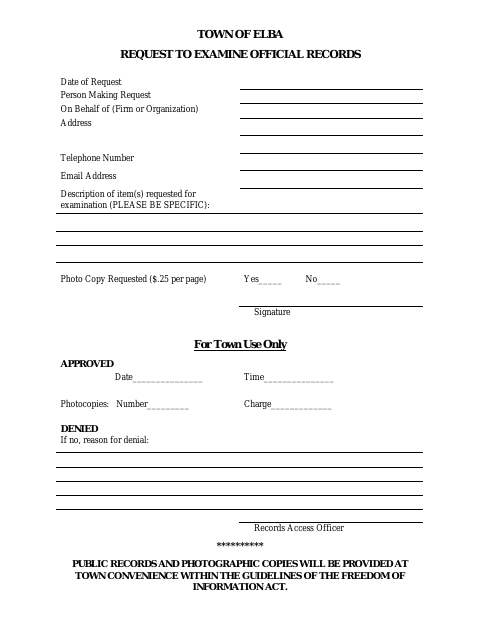 First page of the Request to Examine Official Records