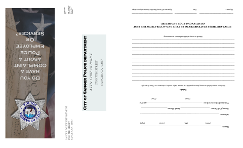 First page of the Police Employee or Services Complaint Form