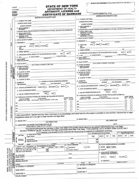 First page of the Application for a Marriage Record