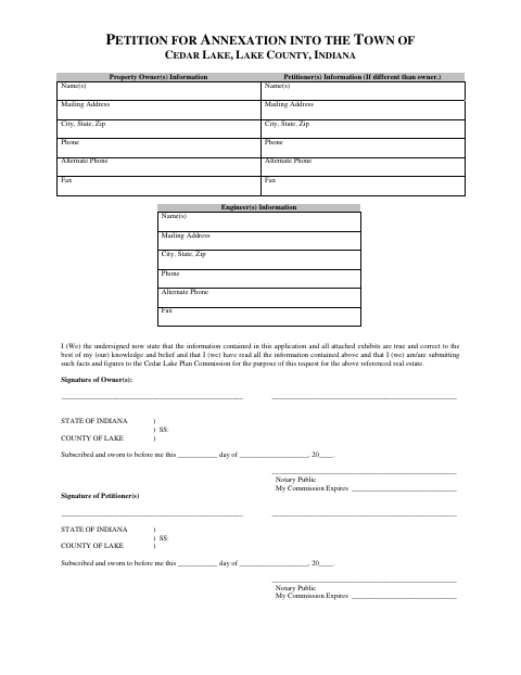First page of the Annexation Petition