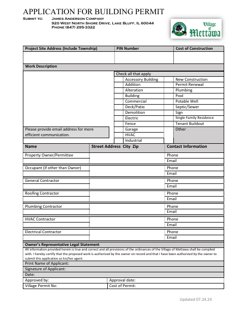 First page of the Application for Building Permit