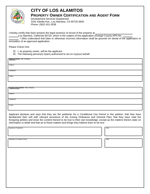 First page of the Development Application B – Property Owner