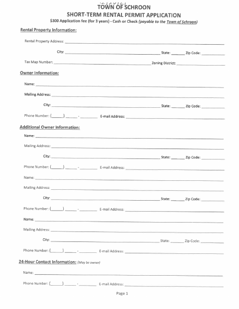 First page of the Short-Term Rental Permit Application