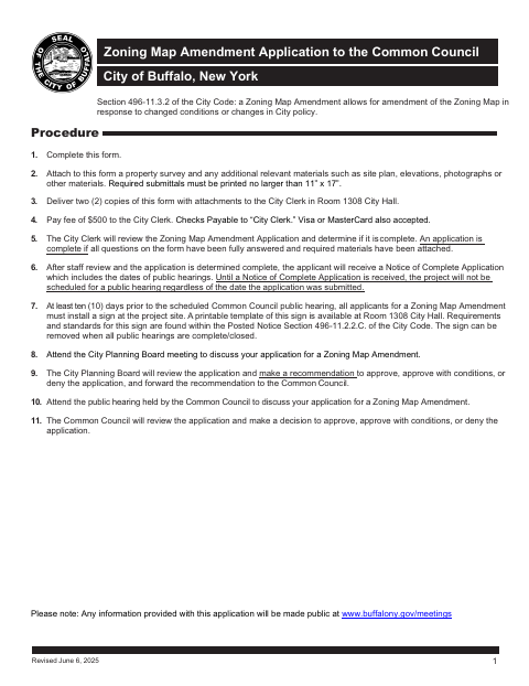 First page of the Zoning Map Amendment Application