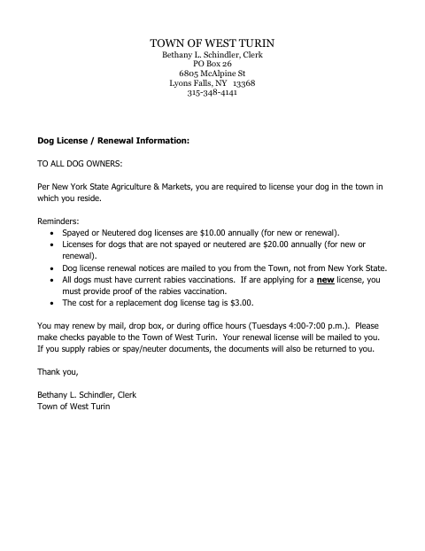 First page of the Dog License Application