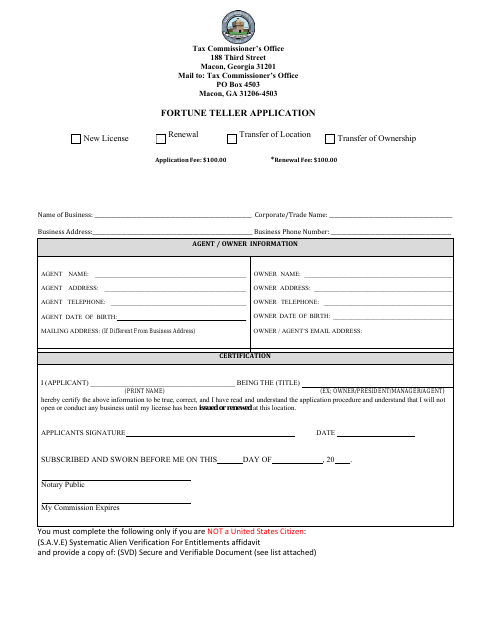 First page of the Fortune Teller Application