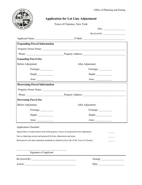 First page of the Lot Line Adjustment Application
