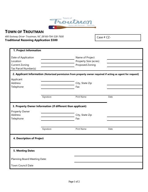 First page of the Traditional Rezoning Application