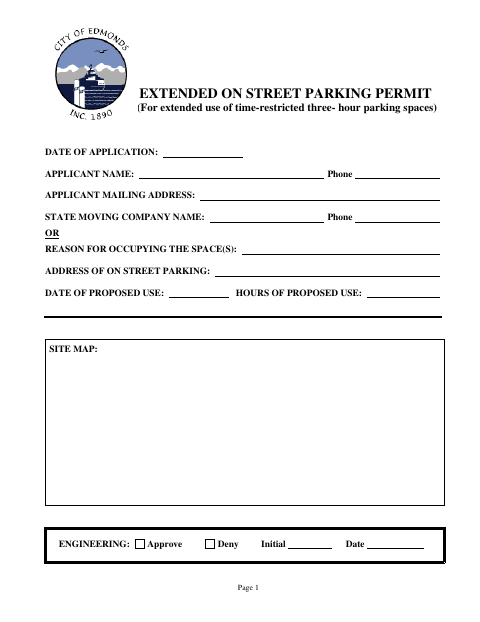 First page of the Extended On Street Parking Permit