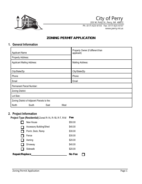 First page of the Zoning Permit Application
