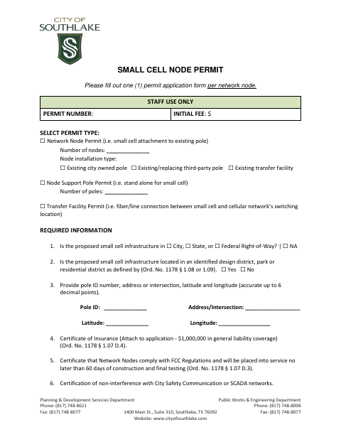 First page of the Small Cell Node Permit