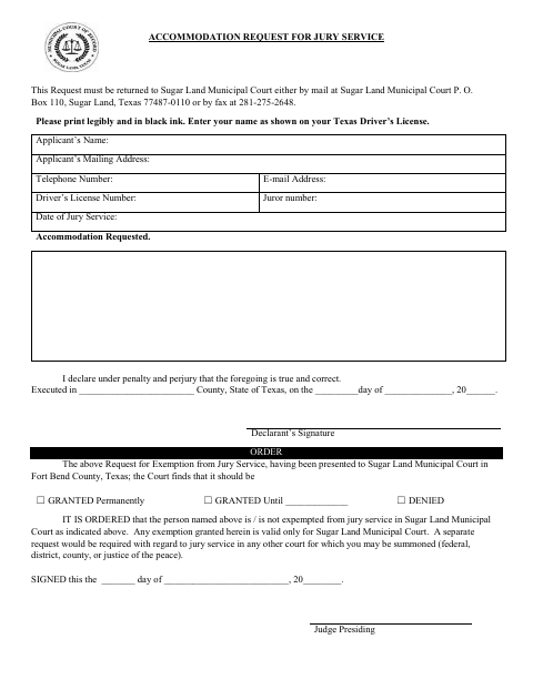 First page of the Accommodation Request for Jury Service