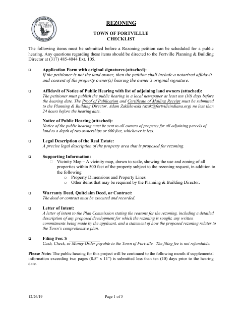 First page of the Rezoning Application