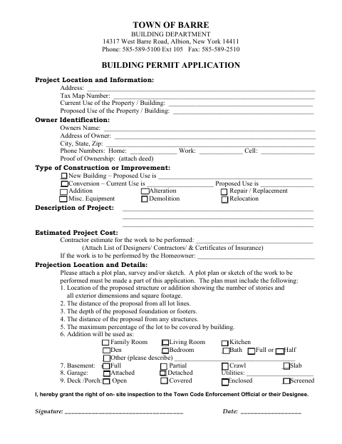 First page of the Building Permit Application