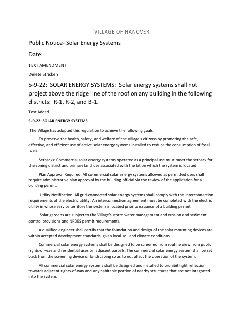 First page of the Solar Energy Building Permit Request