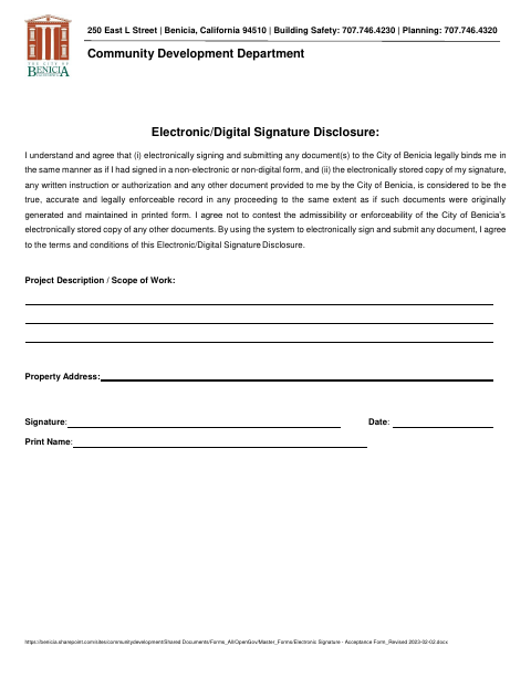 First page of the Electronic/Digital Signature Disclosure
