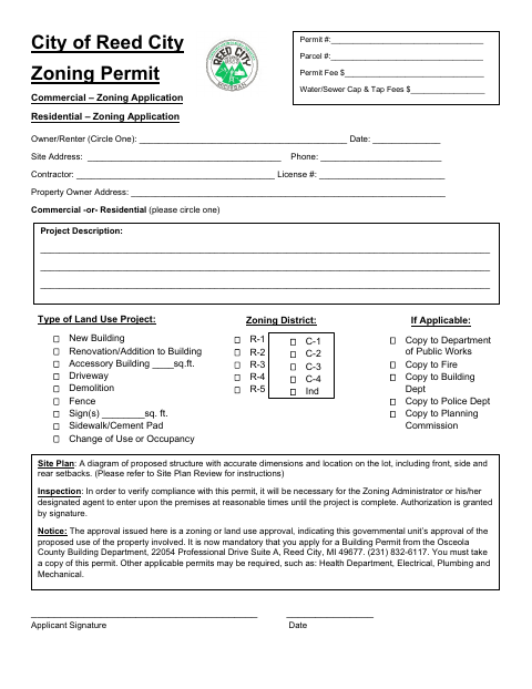 First page of the Zoning Permit