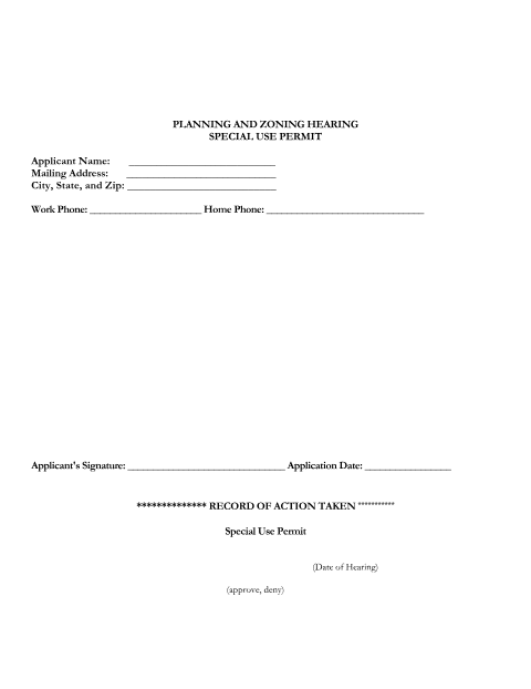 First page of the Special Use Permit Application
