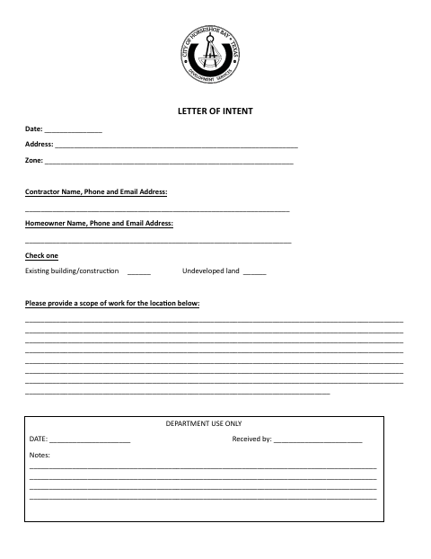 First page of the Letter of Intent