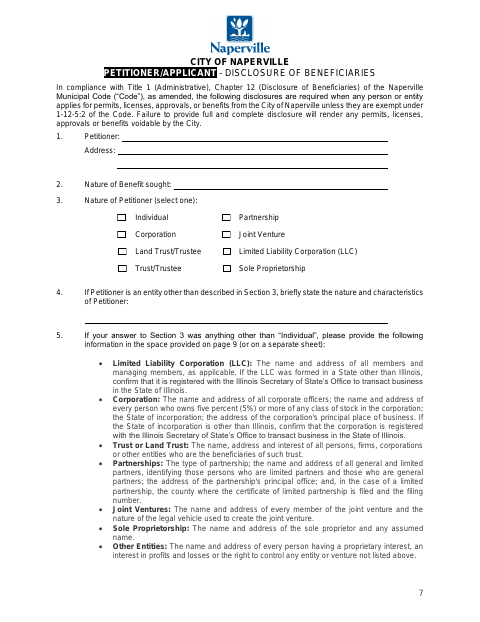 First page of the Disclosure of Beneficiaries
