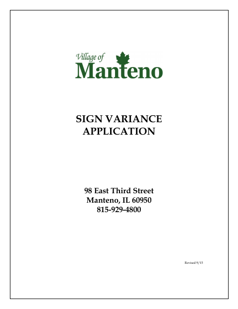 First page of the Sign Variance Application