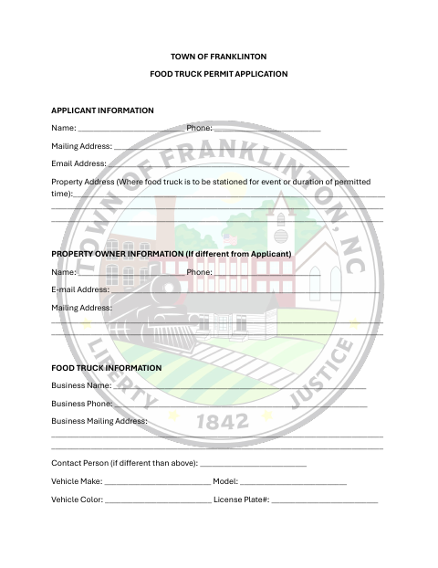 First page of the Food Truck Permit Application