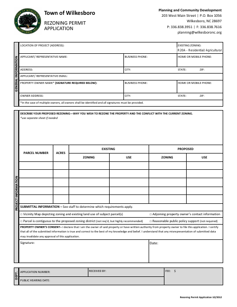 First page of the Rezoning Permit Application