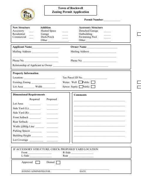 First page of the Zoning Permit Application