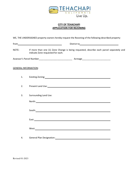 First page of the Application for Rezoning