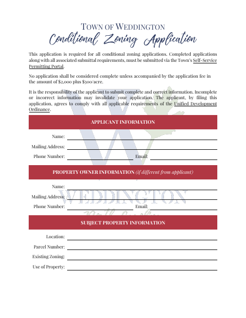 First page of the Conditional Zoning Application