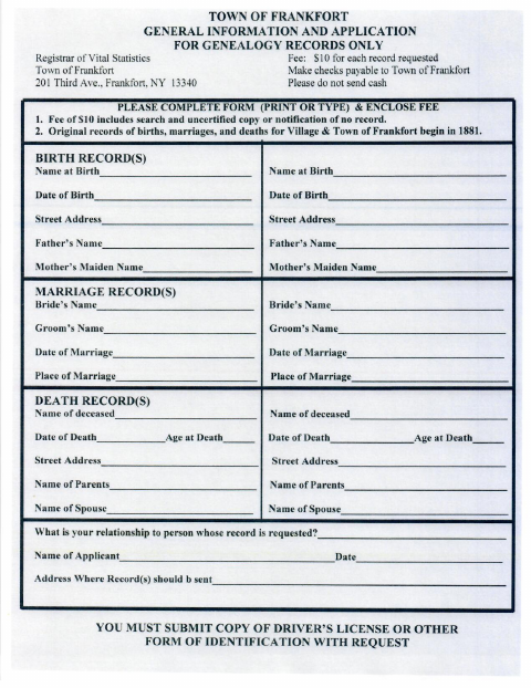 First page of the Genealogy Records Application