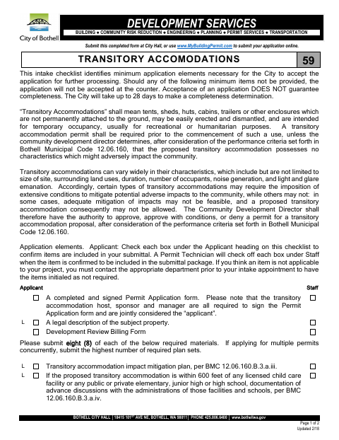 First page of the Transitory Accommodations