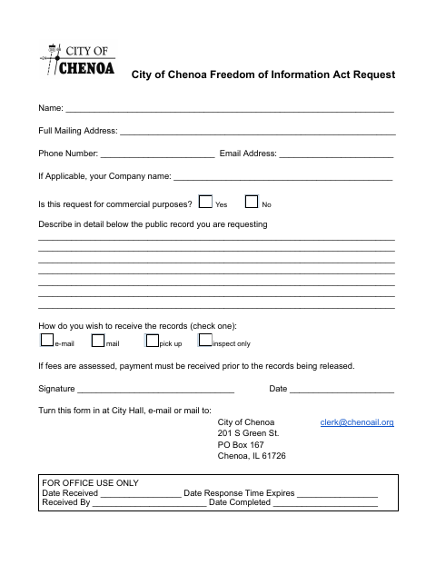 First page of the Freedom of Information Act Request