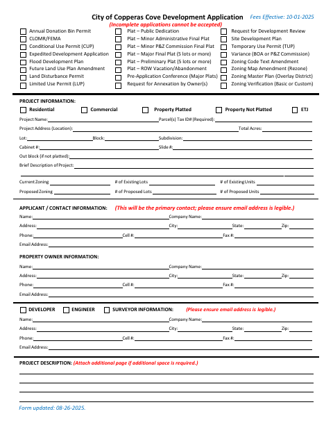 First page of the Development Application