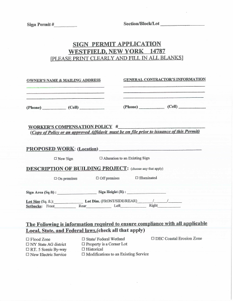 First page of the Sign Permit Application