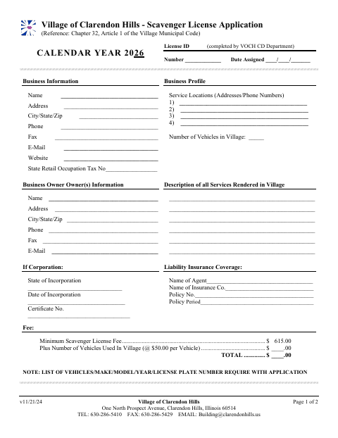 First page of the Scavenger License Application