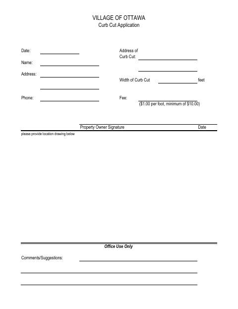 First page of the Curb Cut Application
