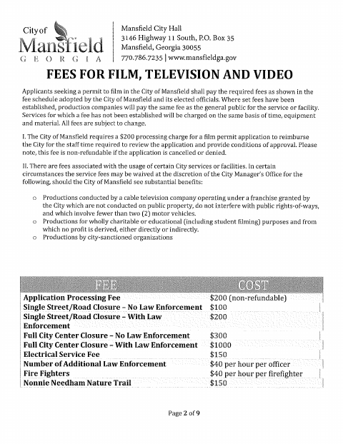 First page of the Film and Television Production Permit Application