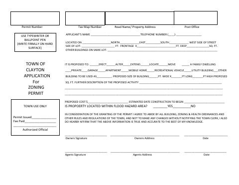 First page of the Zoning Permit Application