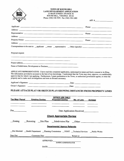 First page of the Land Development Application