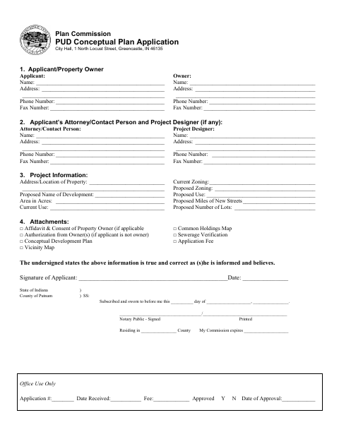 First page of the Planned Unit Development Application