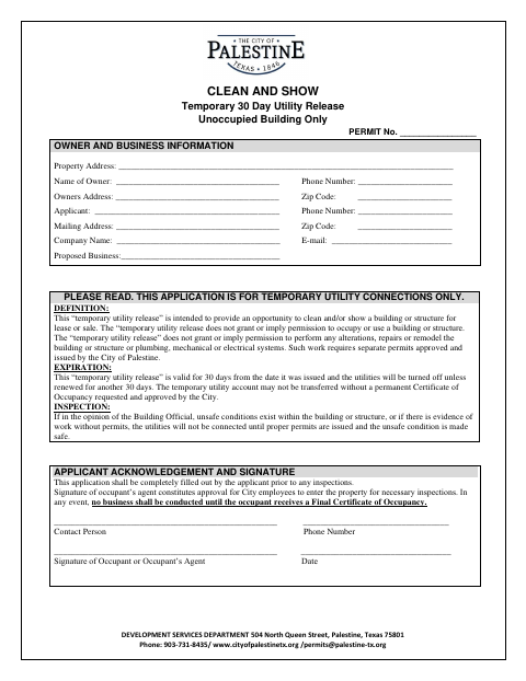 First page of the Clean and Show Application