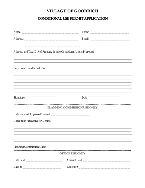 First page of the Conditional Use Permit Application