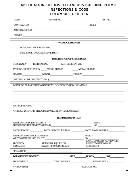 First page of the Moving Permit