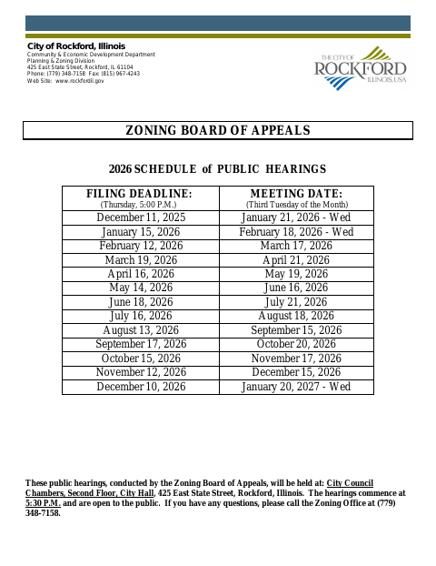 First page of the Zoning Board of Appeals Application