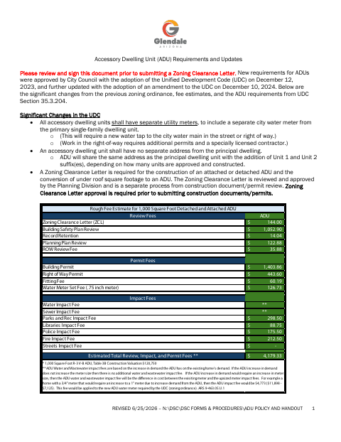 First page of the Accessory Dwelling Unit (ADU) Requirements and Updates