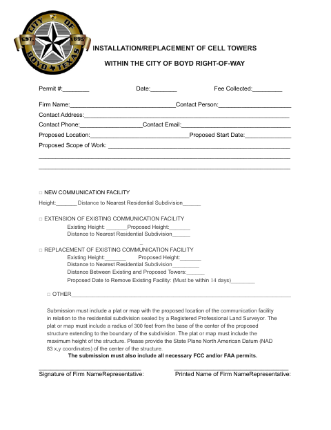First page of the Installation/Replacement of Cell Towers Within the Right-of-Way