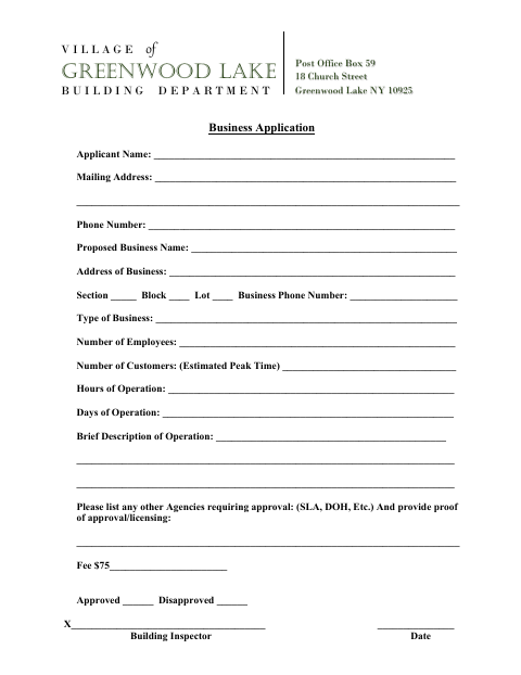 First page of the Business Application