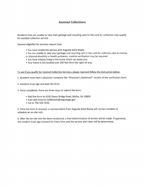 First page of the Assisted Collection Physician Form