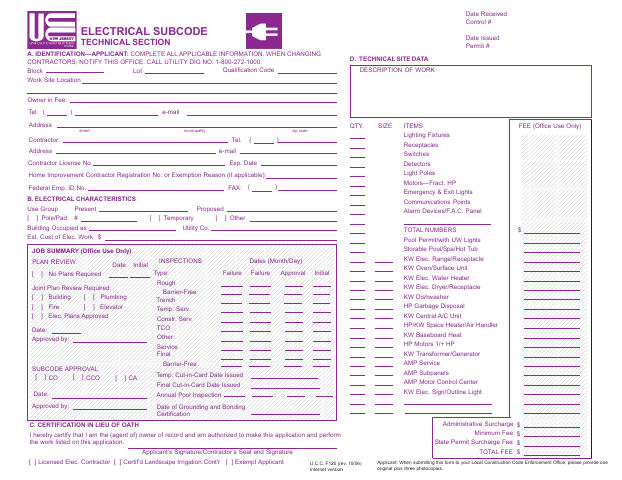 First page of the Electrical Permit